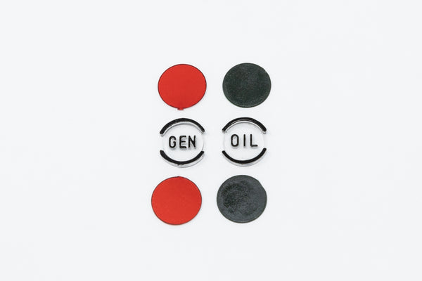 1957 Dash Indicator Lenses-Gen, Oil, Color inserts